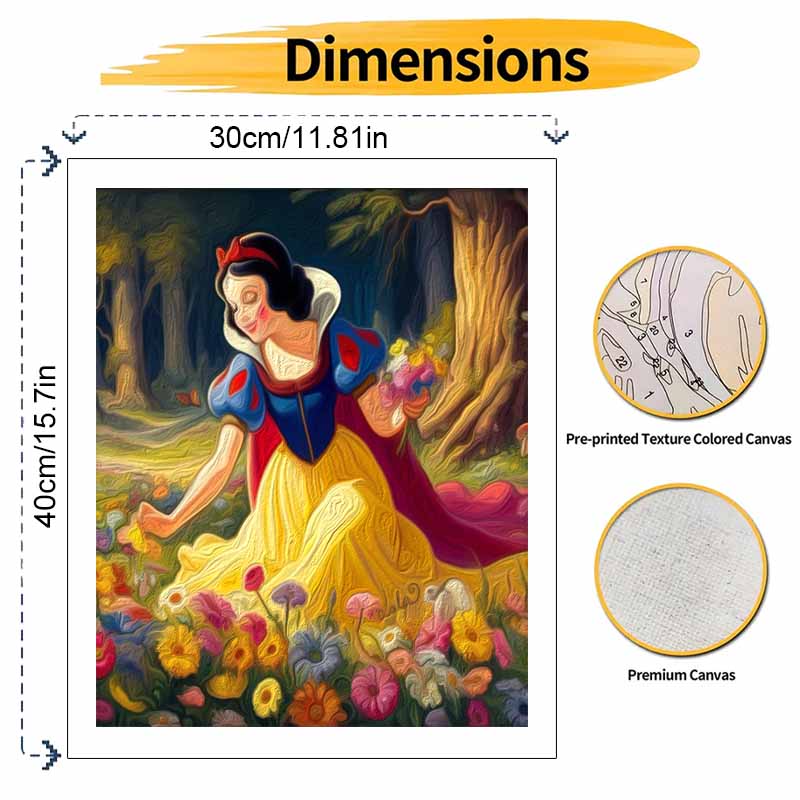 Disney Snow White oil painting art painting kit handmade diy gift home decoration flower meadow princess wall art decor craft hobby set