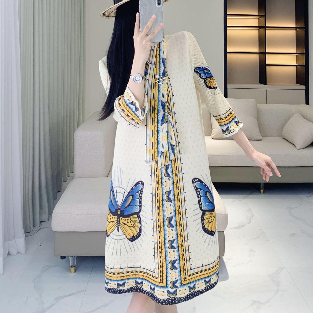 Autumn Chic Petite Butterfly Print A-Line Dress