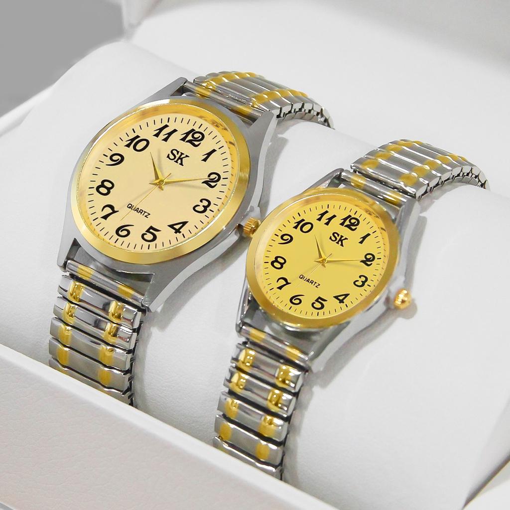 Men's Women's Bussiness Watch Couple Watch Set Romantic Bohemian Style Elastic Strap Quartz Watch Set (Box Not Included)