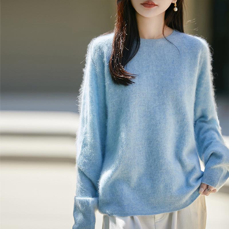 2026 Autumn/Winter Women's Loose Round Neck 100% Wool Long Sleeve Sweater