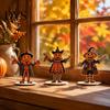 Vintage Halloween Party Supplies 3Pcs Wooden Pumpkin Scarecrow Ornaments, Table Centerpiece, Handcrafted Autumn Favors Desktop Decoration for