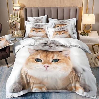 Katzen Bettwäschesets, Heim Schlafzimmerdeko für Kinder und Erwachsene, niedliche bedruckte Karten Bettbezug Kissenbezug Geschenke