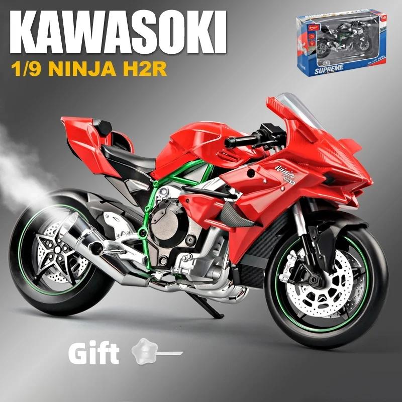 1:9 Kawasaki H2R Ninja Spray H2R Alloy Die Cast Motorcycle Model Toy Vehicle Carrying Lights Off Road Autocycle Toys Car
