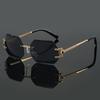 Frameless, Edge-Cut, Retro Metal Line-Sense Temple Sunglasses For Men and Women, European and American Driving Sunglasses