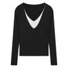Temperament V-neck Knitwear Bottoming Tops Women's Autumn Slim Thin Pullover Sweater