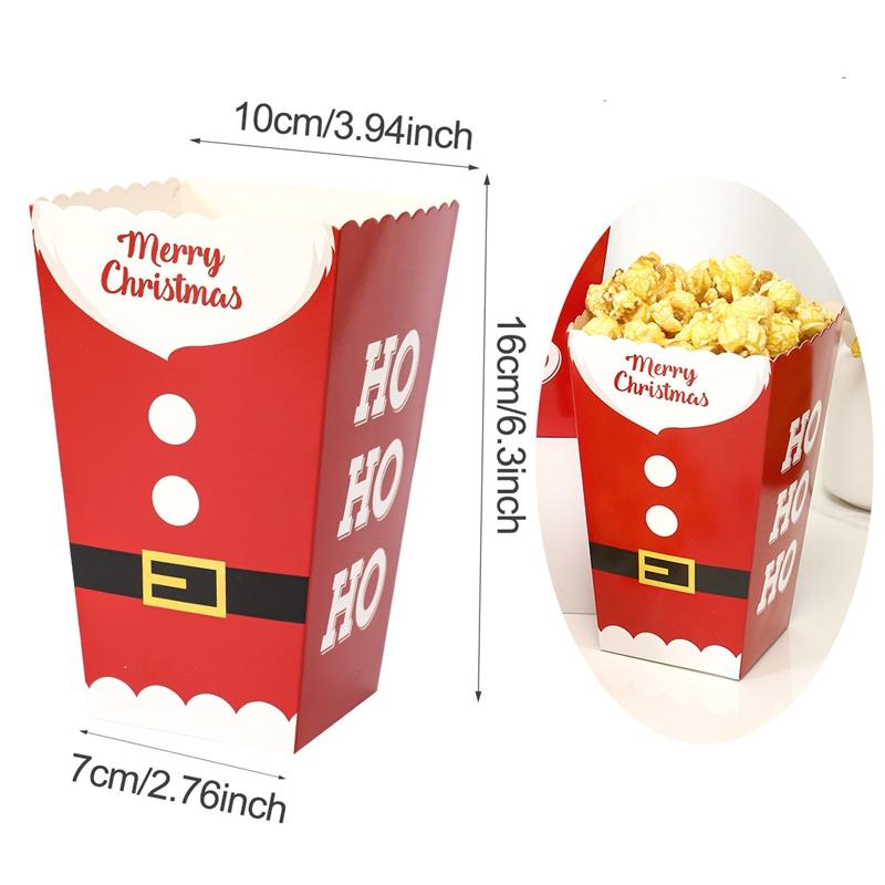 

Christmas Popcorn Box Candy Snack Cookies Xmas Favor Bag Christmas Decorations for Home 2026 Navidad Noel Gifts New Year 2026 4pcs