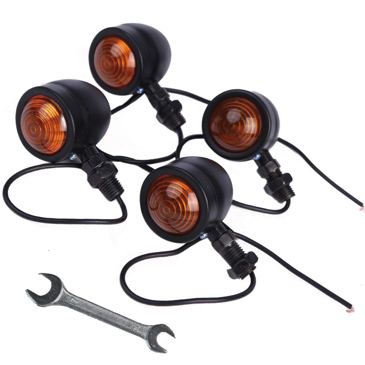 

HWT 4 шт. Черный Универсальный Тип Ретро Американский Янтарно-Оранжевый для Мотоцикла Hiro World Trade Пулевидные Указатели Поворота (черный) чёрный