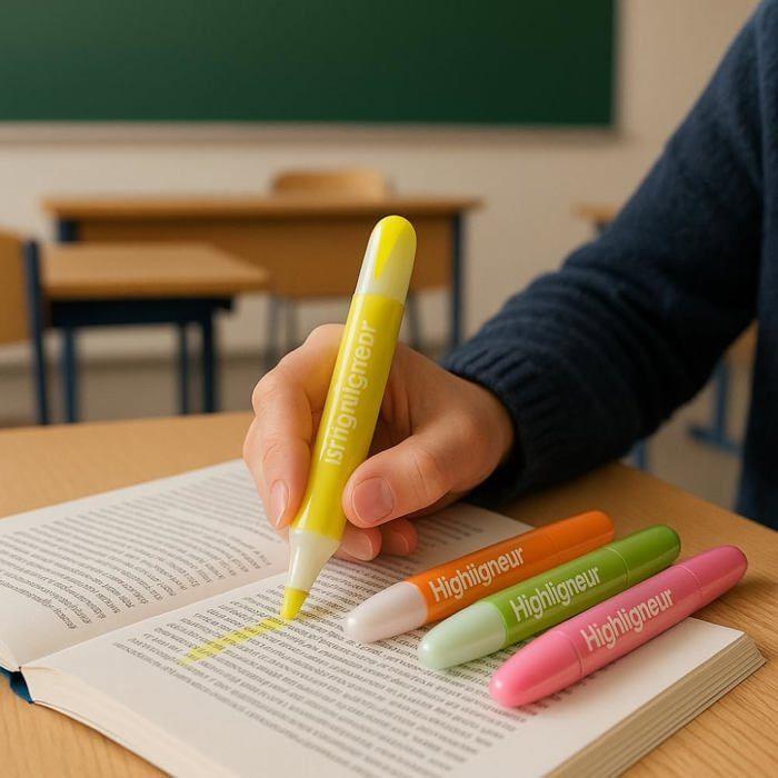 Pack of 4 Highlighters Assorted Colors Compact Size