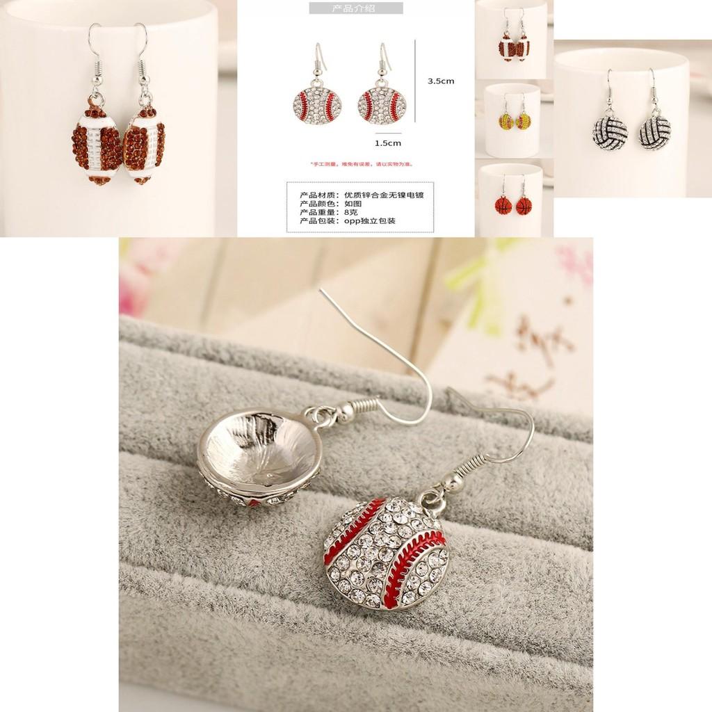 Water Diamond Football Dangle Earrings For Women With Classic Shape And Stylish Finish