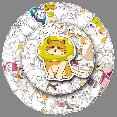 50 Kätzchen Doodle Cartoon Niedlich Gucka Handkonto Kreativ DIY Wasserbecher Koffer Aufkleber Wasserdicht