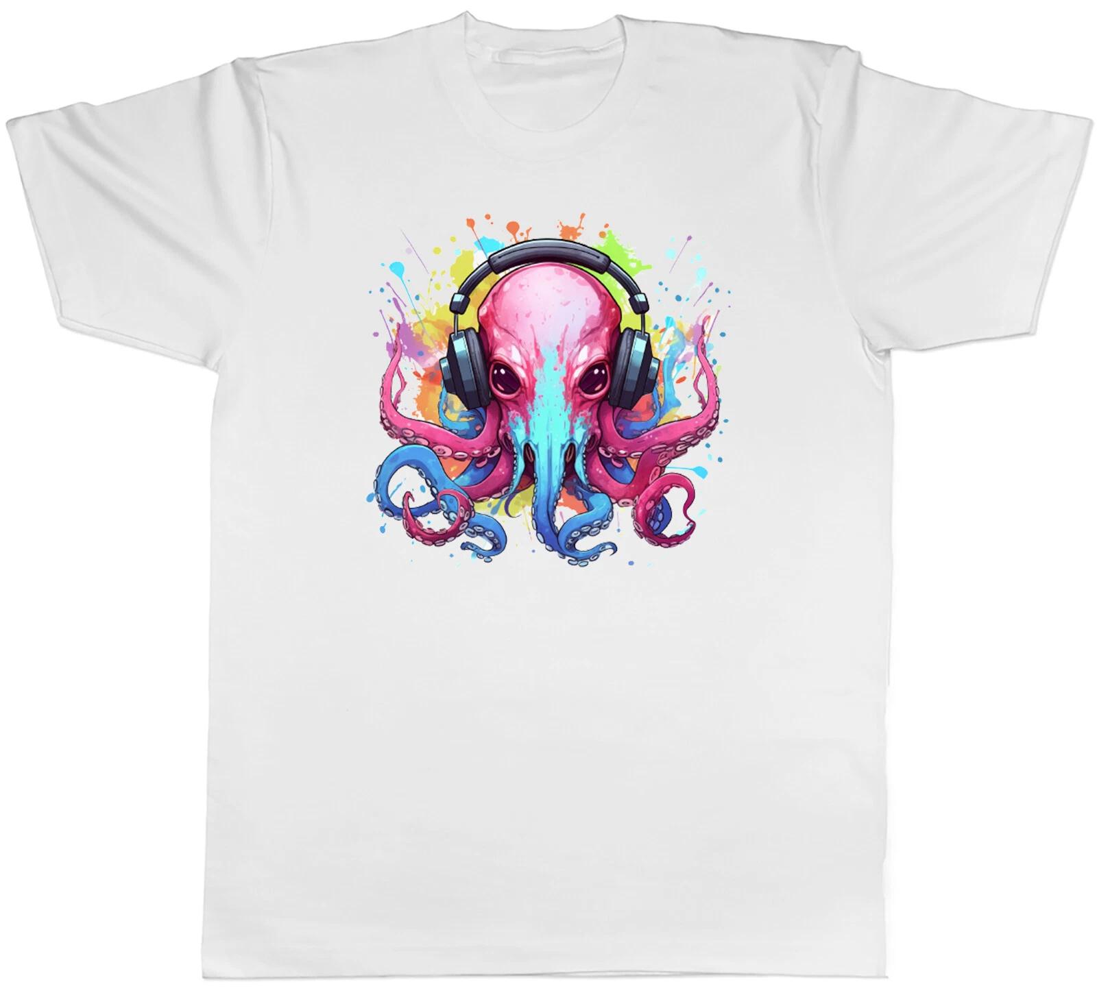 Octopus DJ Mens T-Shirt Music Indie Pop Rock Punk Tee Gift M