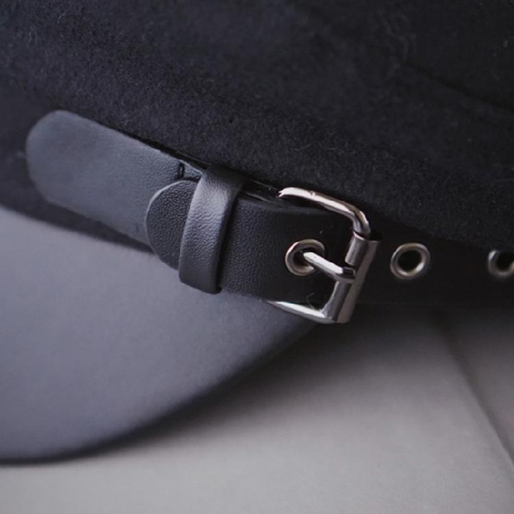 Japanese Leather Buckle Beret Octagonal Hat Warm Artist Hat All-match for Women