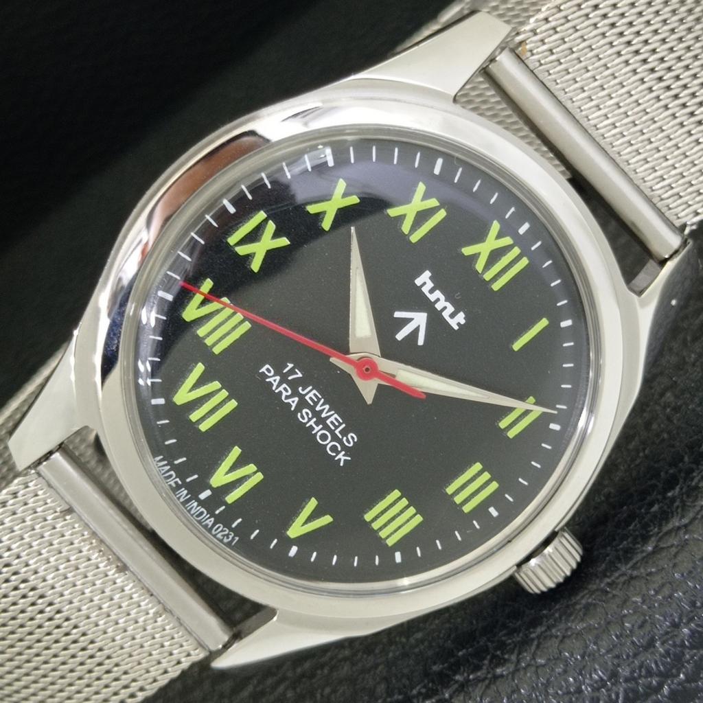 

HAND-WINDING VINTAGE HMT INDIAN MENS BLACK COLOR DIAL WATCH a441036-4 HT-a441036