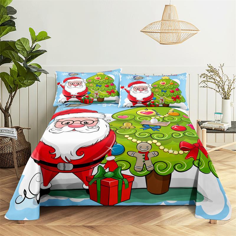 

Bedding Sets Christmas Printing Bed Sheet Fashion Design Double Size Flat Sheet Boys Girls Bed Sheet Package Bed Sheets and Pillowcases 150X230cm(2Pcs)
