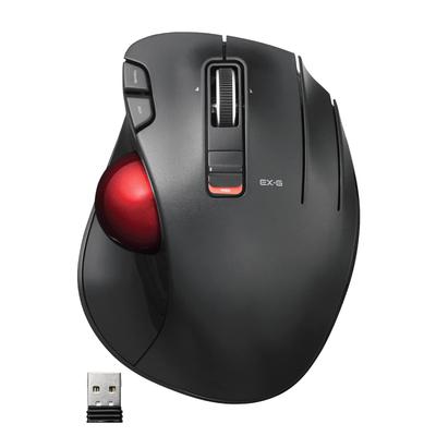Elecom Wireless Trackball Mouse, Red Ball, Thumb Control, 6-Button, Tilt Function, Gaming-Grade Optical Sensor, Black