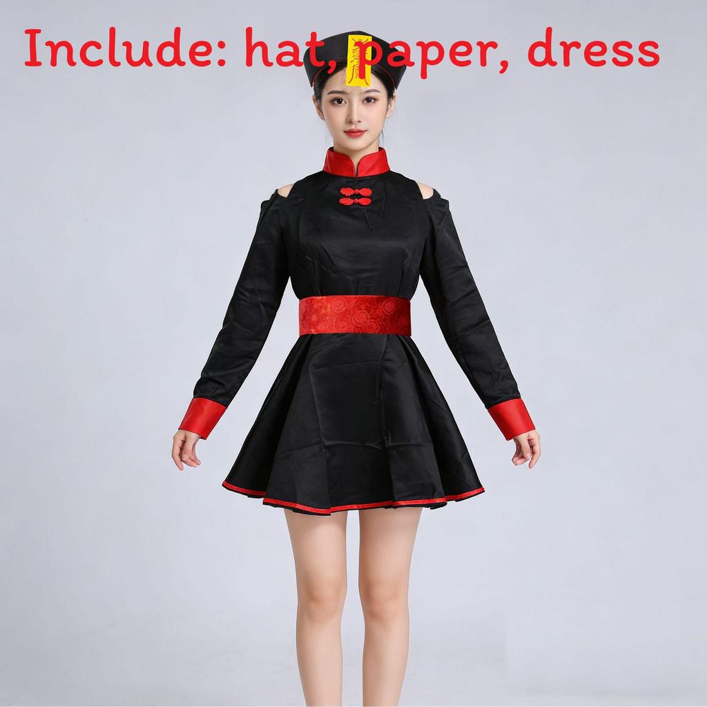 Chinese Dynasty Style Zombie Costume Set With Hat And Belt For Themed Events And Halloween