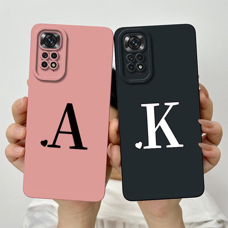 For Xiaomi Redmi Note 11 11S 4G 5G Case Cute Initial Letters Soft Liquid Silicone Shell For Redmi Note11 11 S 11 Pro Funda Capa