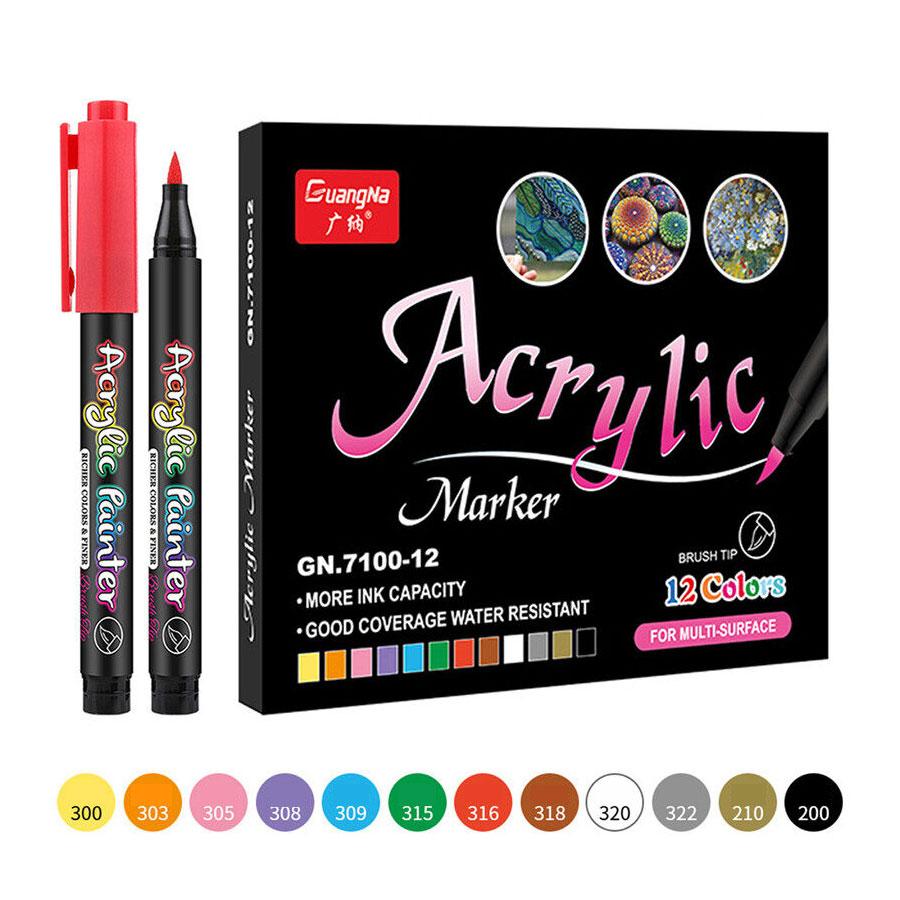 12/24/36/48/60 Color Soft Tip Acrylic Pen Water-based Paint Marker Pen DIY Hand-paint Graffiti Account Painting Marke Stationery