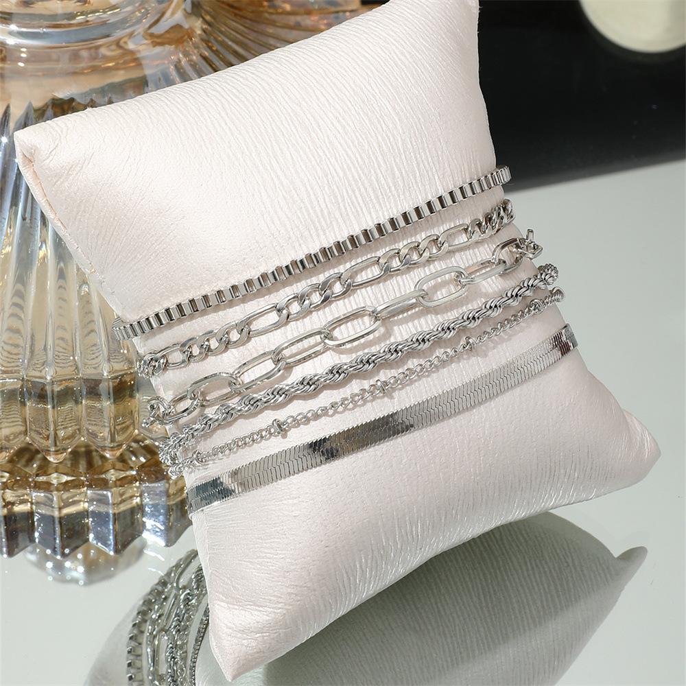 Bohemian Minimalist Jewelry Metal Figaro Chain Women's Set Multi-layer Chain Simple Bracelet