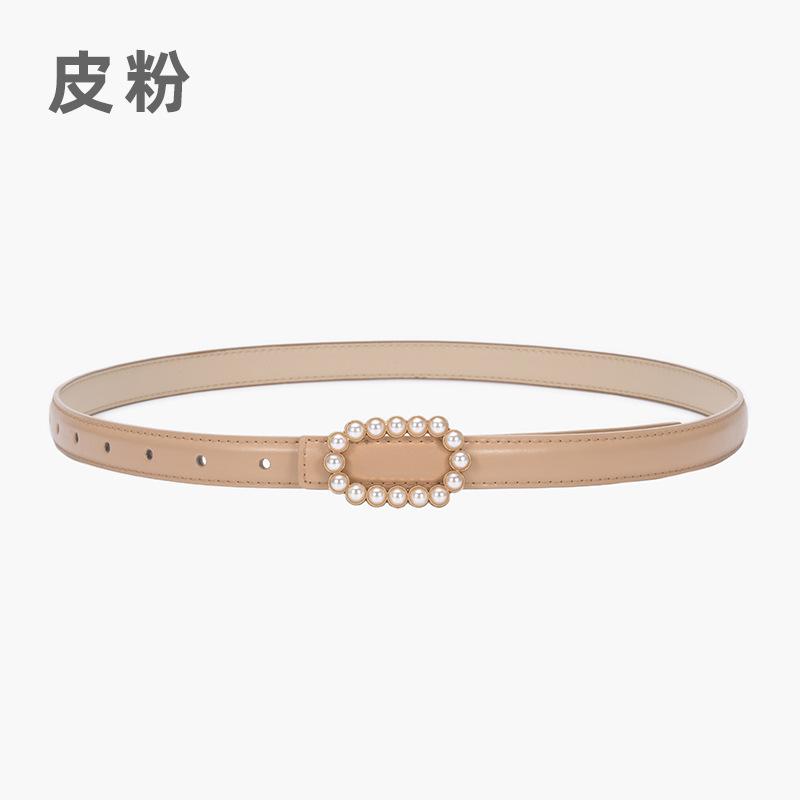 Belt Women'S Genuine Leather Cowhide Black Belt Fine Decoration Skirt Simple Suit Jeans Belt