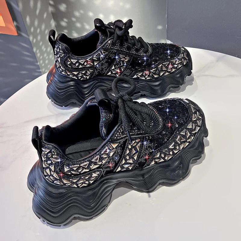 Fashion 2025 New Style Women's Vulcanize Shoes with Thick Bottom and Breathable Soft Sole Low Cut Dad Sneakers for Fashionable Ladies