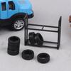 1:64 Scale Tire Rack Display Holder & 7Pcs Tires, Model Car Garage Scene Accessory, Repair Shop Tool Set, Miniature Prop