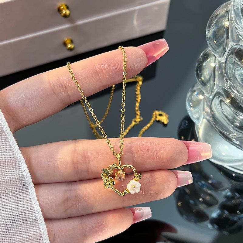 Titanstahl Halskette - Elegante Halskette für Damen - Herzförmiger Anhänger Zubehör