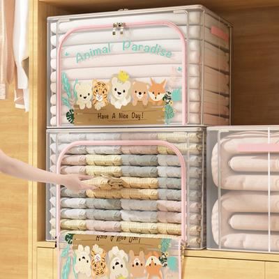 Cutie de depozitare mare cu mâner Design transparent Închidere cu fermoar Geantă de depozitare cuvertură multifuncțională pentru casă Pătură Organizator de îmbrăcăminte