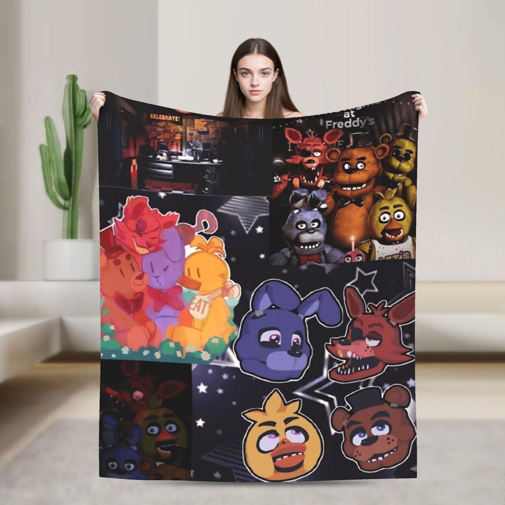 FNAFS At Freddy's Flannel Blanket Warm Soft Throw Blanket for Couch Chair Decorative Fluffy Bedspread Sofa Bed Cover