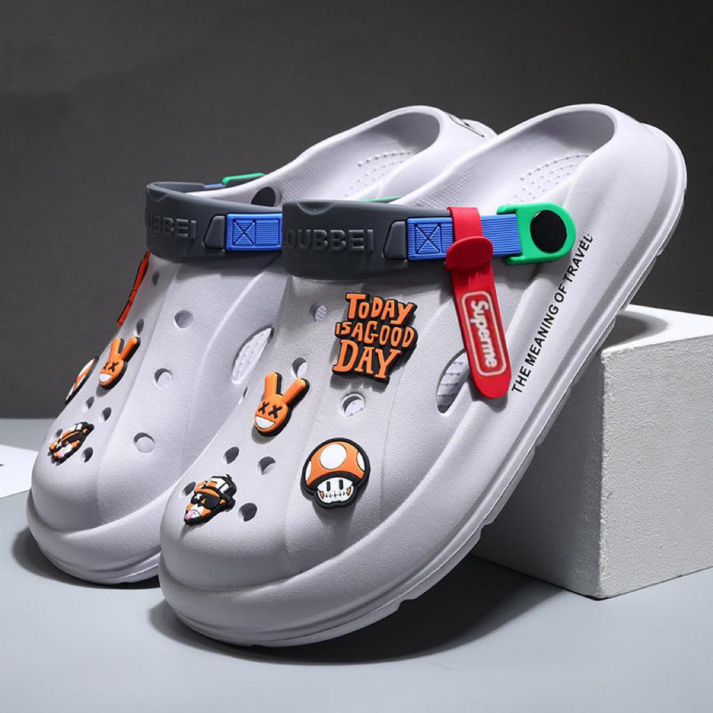 Thick-soled Hole Shoes Men's 2025 New Non-slip Thick-soled Light and Breathable Beach Bag Head Cool Slippers