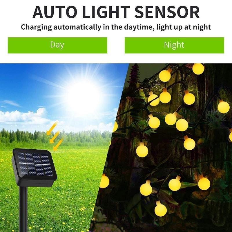 Guirnalda de luces solares para acampar al aire libre 200 Led pequeña bola de luz jardín decoración de fiesta de Navidad impermeable solar luz de cuento de hadas decoración del patio