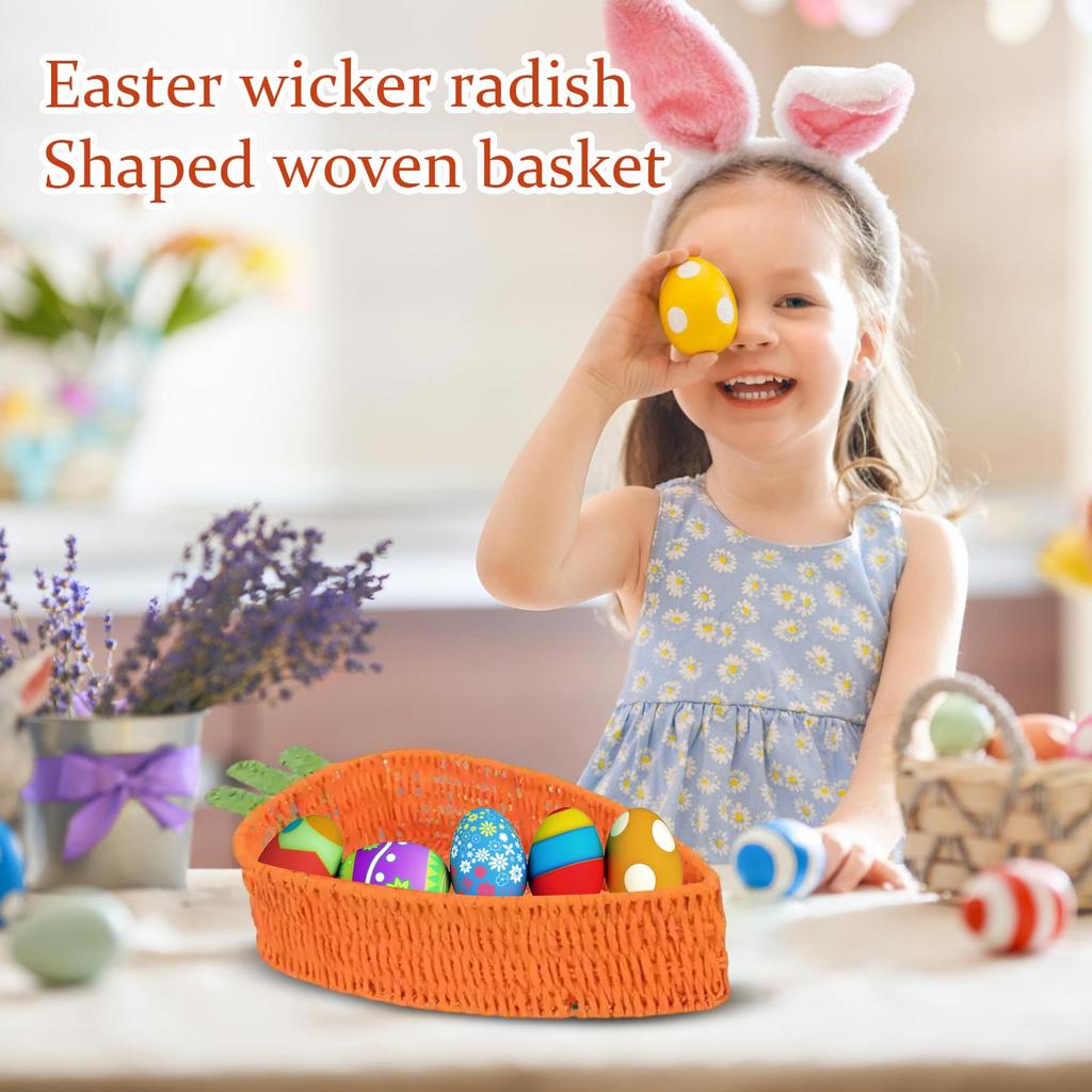Easter Woven Radish-shaped Basket For Storage And Decoration