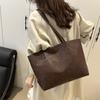 Large capacity women's bag casual new trendy fashion shoulder tote bag solid color simple handbag