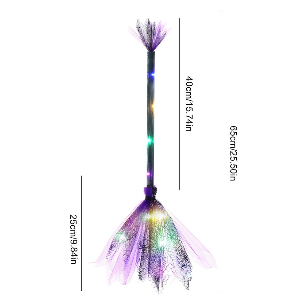 Witch Broom Kids Broom Stick Halloween with LED Lights Cosplay Props Witch Costume Accessories Cosplay Props