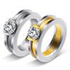 Personalized 8MM Zircon Inlaid Couple's Matching Rings, Gold Inlay Stainless Steel, Perfect Valentine's Day Gift for Women