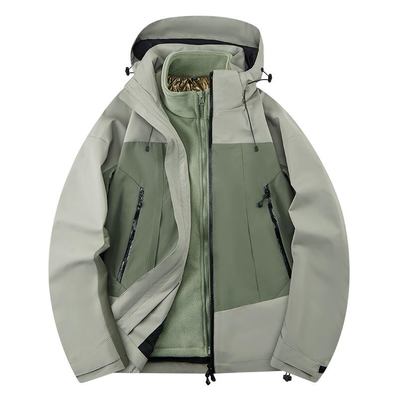 Jacket Three-in-one Removable Windproof, Waterproof and Warm Color Matching Men's and Women's Mountaineering Jackets