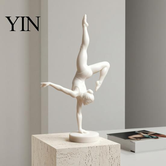 Matte White Ballet Decor 3D Printed Rhythmic Gymnastics Figurine, Modern Minimalist Art Sculpture, Elegant Decorative Pieces for Home Handstand