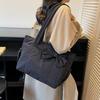 Large Capacity Cotton Padded Shoulder Bag Solid Color Nylon Handbag Bow Tote Bag  Travel Bag