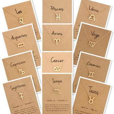 Twelve Constellation Alloy Pendant, Necklace, Jewelry, Girlfriend's Gift ,Gift with Greeting Card
