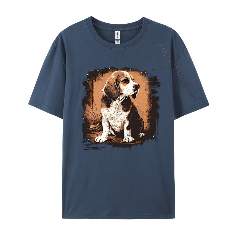 Beagle Dog Vintage T-shirt For  Party Funny Tee T-Shirt Tops & Tees Designer Cotton  Teeshirt Casual
