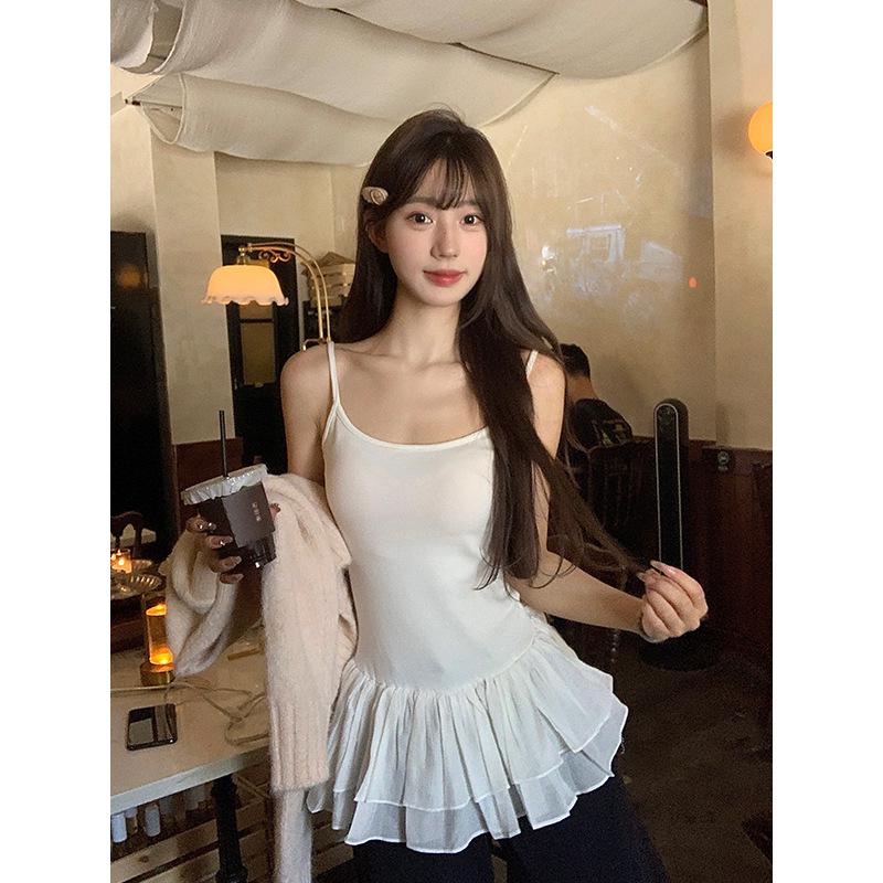 

Women s White Lace-Trim Ballet Cami Top 2025 - Slim Fit Summer Tank L (Premium)