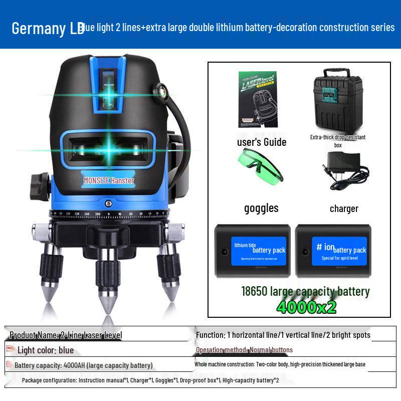 High-Precision Outdoor Green & Blue Light Laser Level Projector