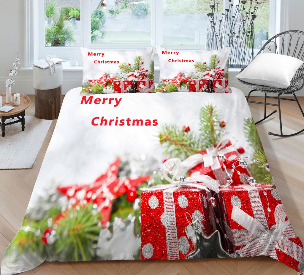 Świąteczny zestaw pościeli 3D, Pościel i poszewka na poduszkę z kreskówek 2/3 sztuki AU240 * 270 Pełnowymiarowa pościel