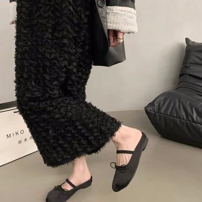 2024 Luxury  Lace Tie Leg Satin Silk Ballet Flats Woman Square Toe Bowknot Elastic Band Ballerinas Ladies Wedding  Floral Shoes
