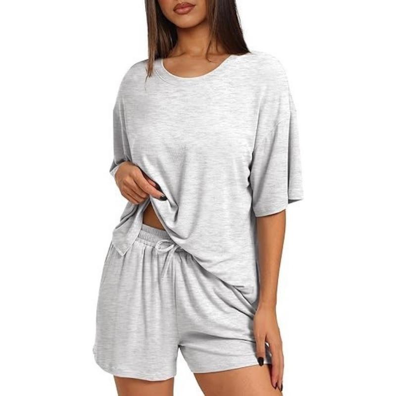 A Simple Summer Commuting Solid-color Home Wear Set That Can Be Worn Over A Two-piece Set of Casual Shorts for Women