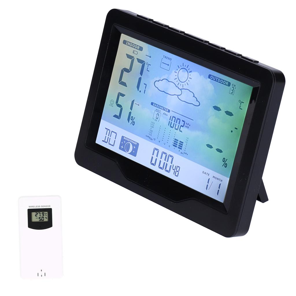 Color Screen Wireless Weather Clock Thermometer Hygrometer Electronic Clock with Calendar