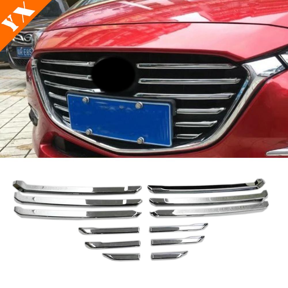 Chrome Garnish Car Front Grille Trims Lane Legend Case Decoration Anti Scratch Cover For Mazda 3 Axela Accessories
