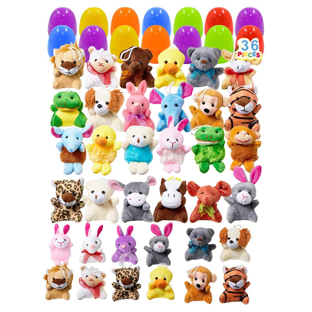 12/24/36Pcs Prefilled Easter Eggs with Stuffed Dolls Creative Prefilled Eggs Filled Surprise Eggs for Boys Girls Easter Gifts