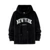 Men's Sweater European Version of Lamb Wool Loose Letter Embroidery Pocket Hooded Jacket