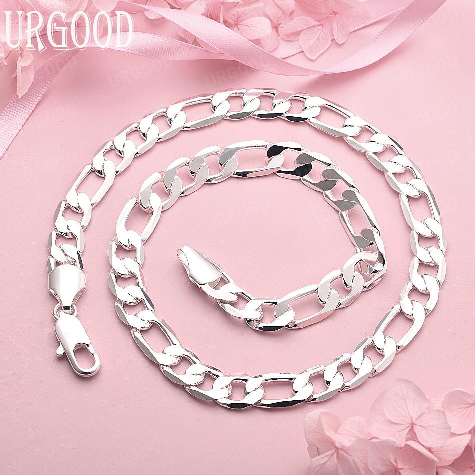 

Срібло 925 проби 10 мм 16-30 дюймів Бічний ланцюжок Кольє Подарунок Весільні Модні Ювелірні Вироби 40cm